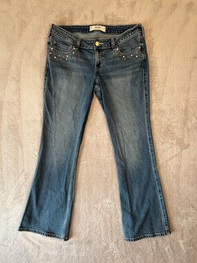 Hollister Y2K Low Rise Flare Bootcut Jeans with Stud Accents Size 14R 32
